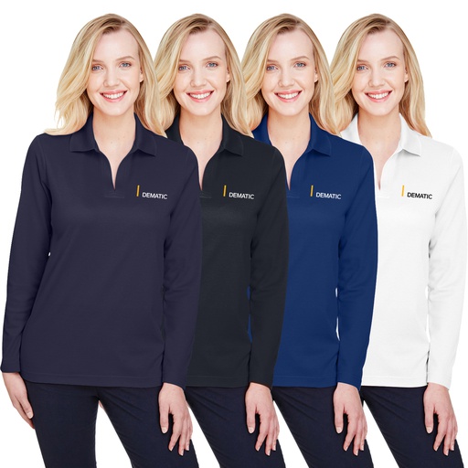 Devon &amp; Jones CrownLux Performance™ Ladies' Plaited Long Sleeve Polo